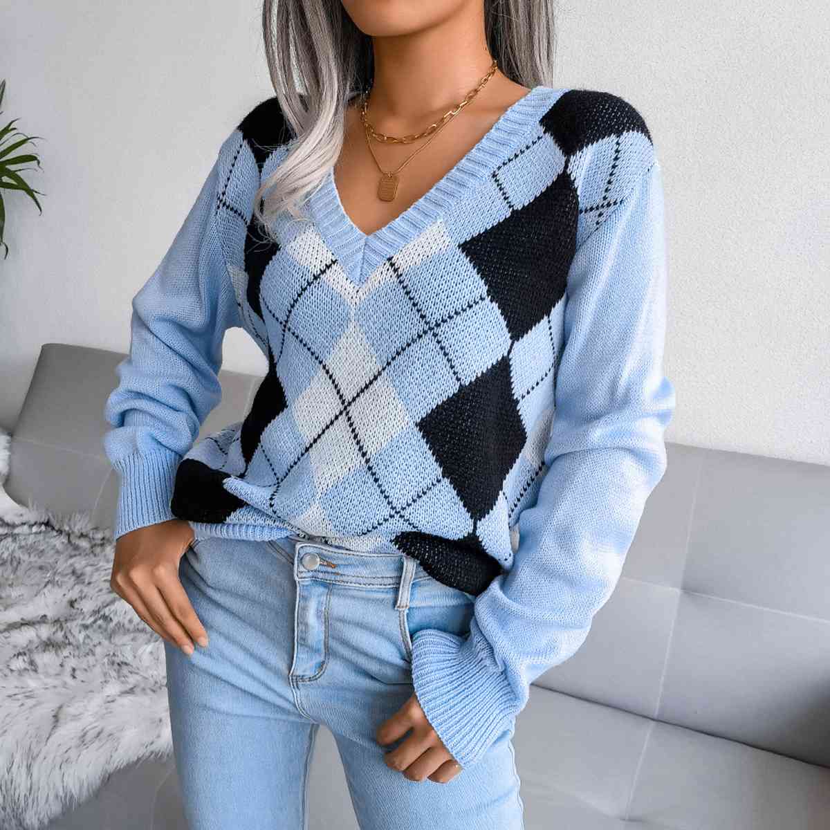 Assistant Plaid V-Neck Sweater