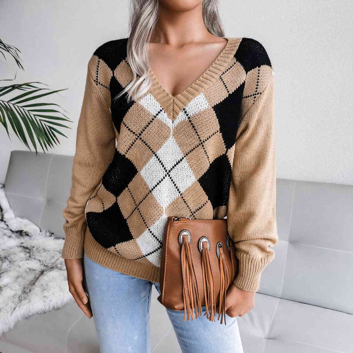 Assistant Plaid V-Neck Sweater