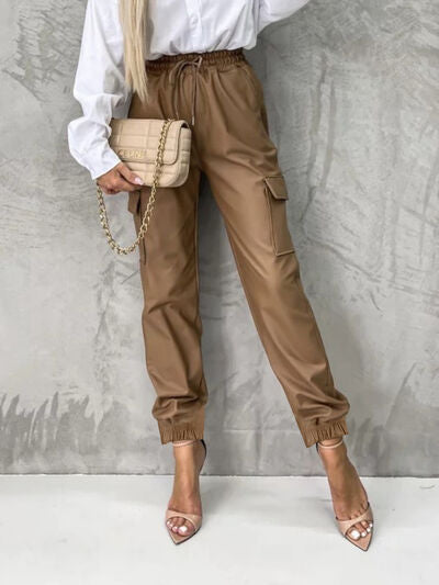 Steppin' Faux Leather High Waist Pants