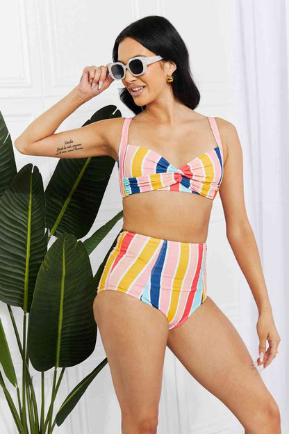 Take A Dip 2 Piece High Waist Bikini - Stripe