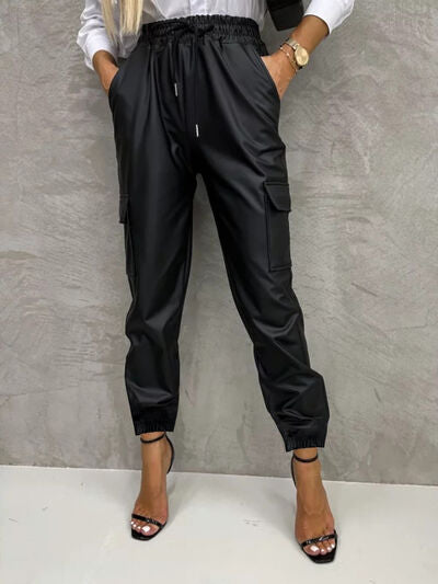 Steppin' Faux Leather High Waist Pants