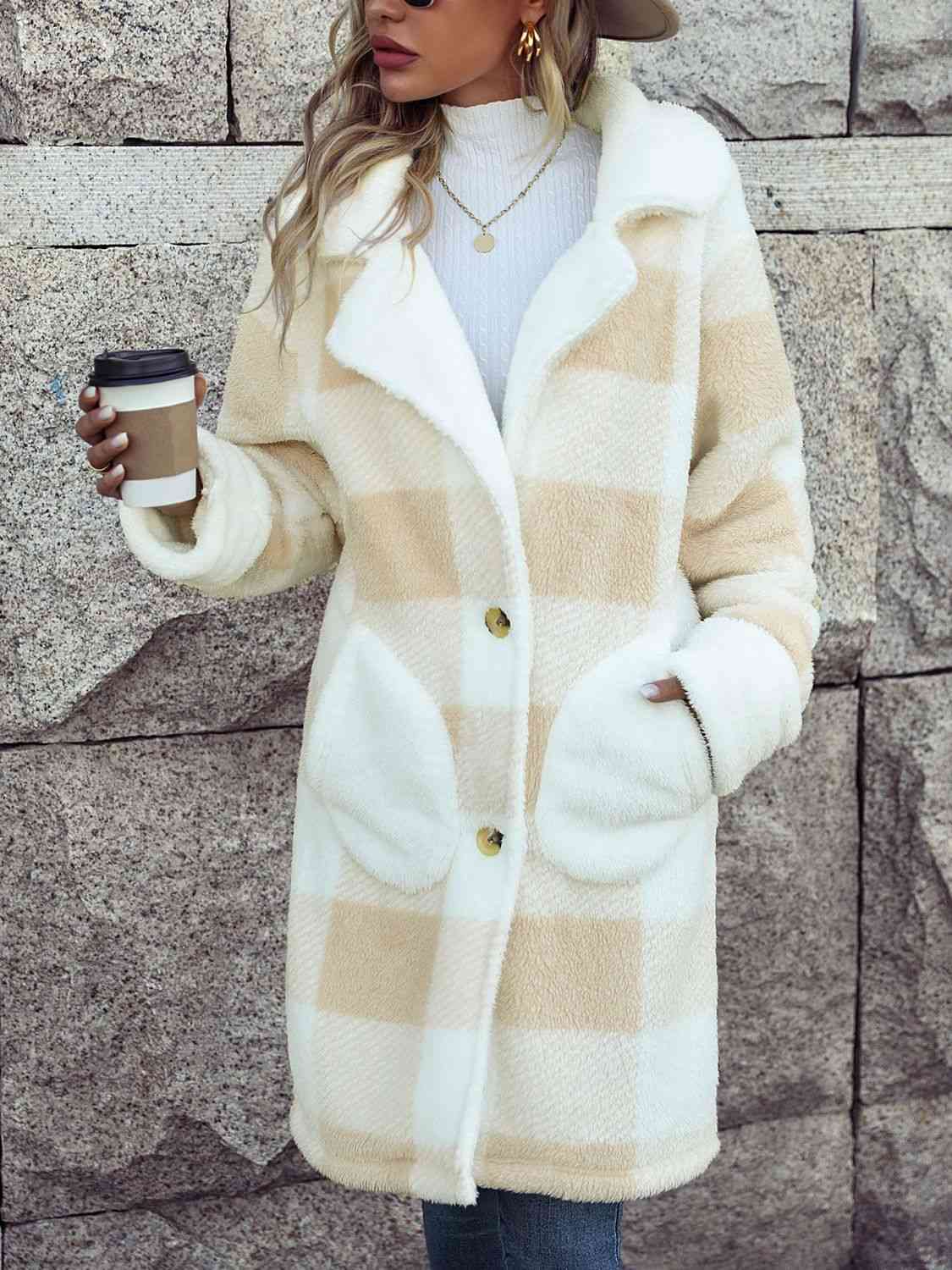 Latte Plaid Coat