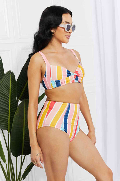 Take A Dip 2 Piece High Waist Bikini - Stripe