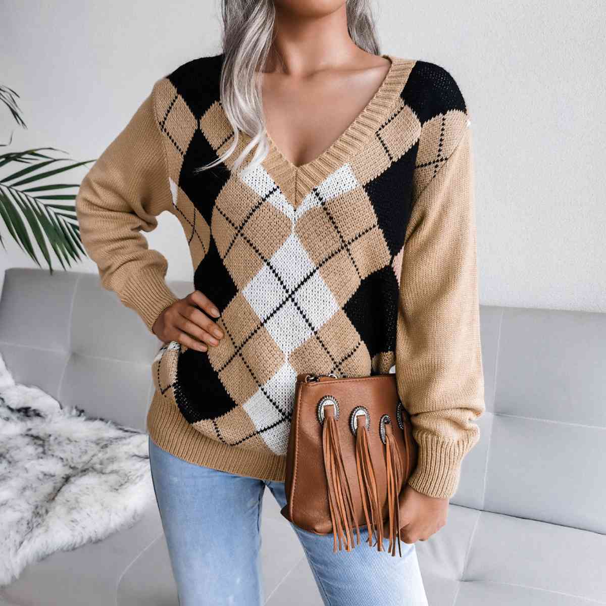 Assistant Plaid V-Neck Sweater